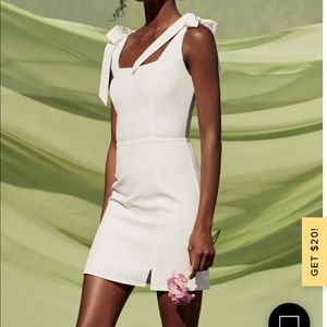 Lulus tie top white mini dress!